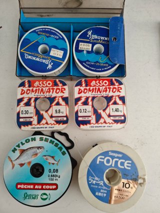Lote 6 bobinas hilo pesca Browning, Asso, Sensas,