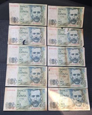 Lote 10 Billetes 1000 Pesetas 1979
