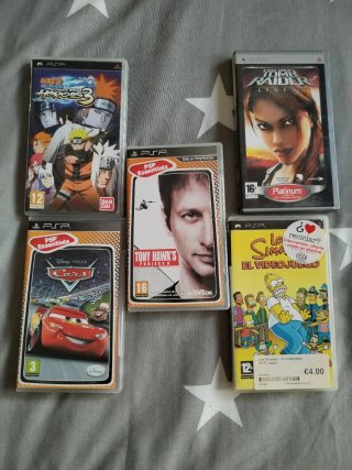 Lote 4 juegos PSP: Naruto, Tomb Raider, Cars, Tony