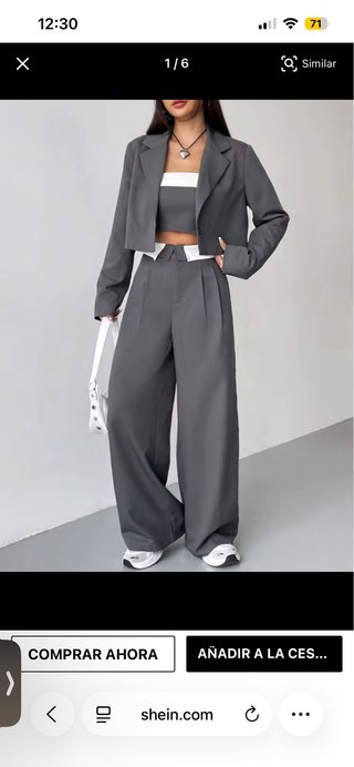 Traje de Mujer Gris y Blanco