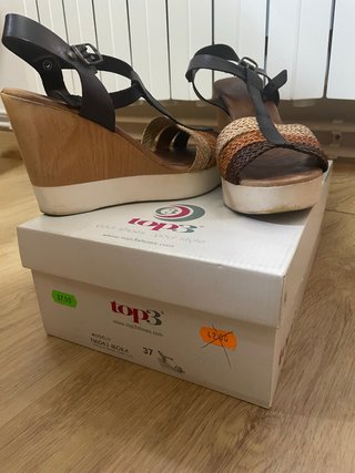 Sandalias Top3 Talla 37 Cuña Madera