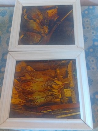 Dos cuadros de corativo de dos perdices
