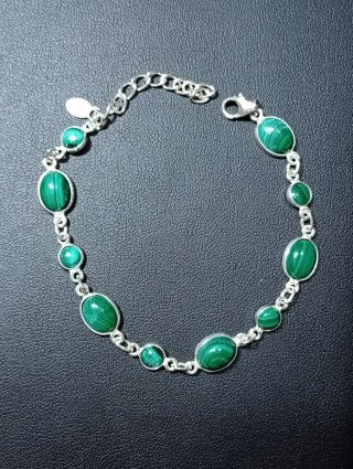 Pulsera Plata Ley Malaquita