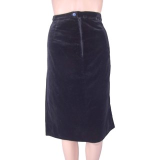 Womens Black Skirt Size L Knee Tailored Velvet