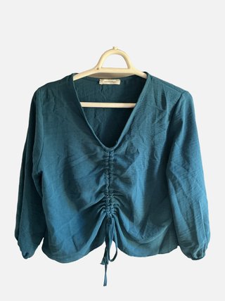 Blusa corta renatta&go verde petróleo fruncida M
