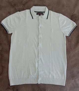 Camisa Ben Sherman, manga corta, beige, algodón
