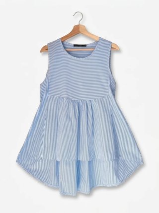 Blusa Peplum Rayas Azul y Blanco