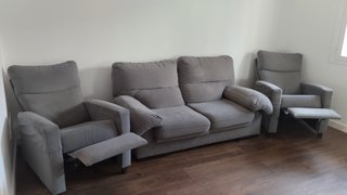 Sofá 2 plazas y 2 sillones reclinables