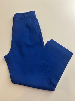 Pantalones de lino Mango azules