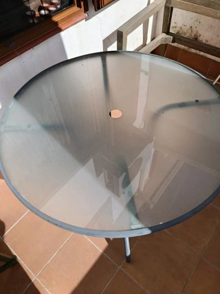 Mesa redonda cristal terraza 90cm