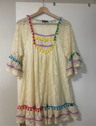 Vestido corto encaje multicolor
