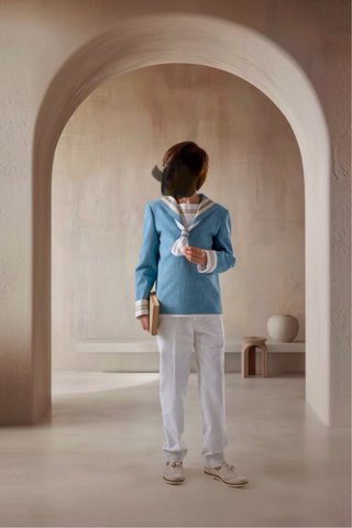 Traje comunión niño azul y blanco