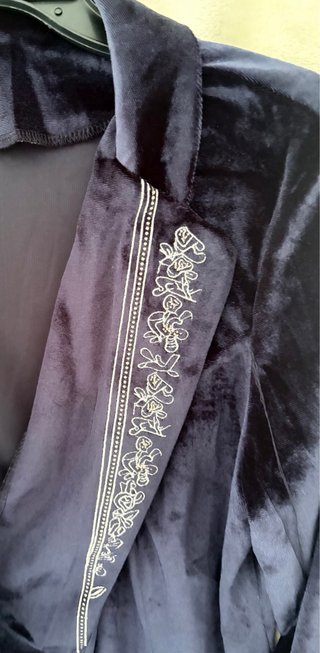 Chaqueta de terciopelo azul mujer