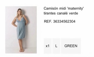 Camisón Midi Maternity Canalé Verde