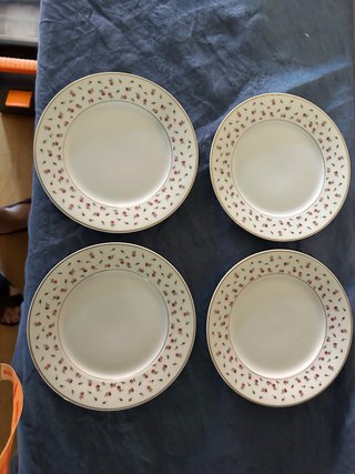 4 Platos Postre Haviland Porcelana Flores Rosas