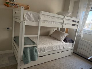 Litera de Madera Blanca con Cama Nido