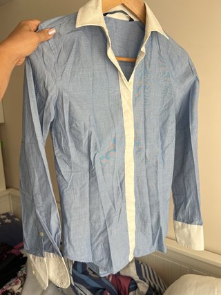 Camisa de vestir azul y blanca mujer