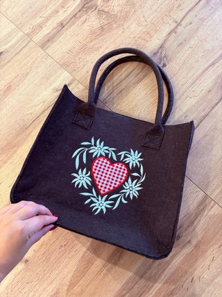 Borsa shopper in lana cotta marrone