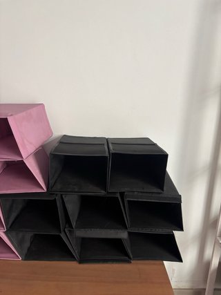 8 Contenedores Almacén Zapatos Tela Negro