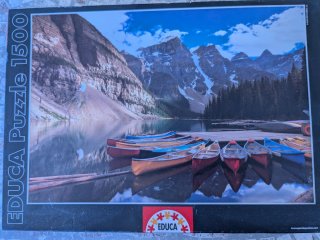 Puzzle EDUCA 1500 piezas Paisaje canoas y montañas
