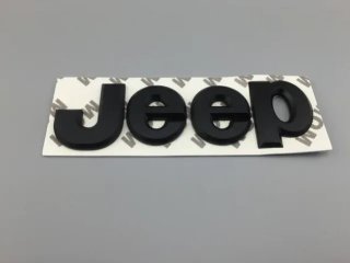 Emblema metálico Jeep negro mate adhesivo