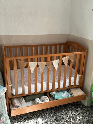 Cuna de Madera con Cajón Inferior
