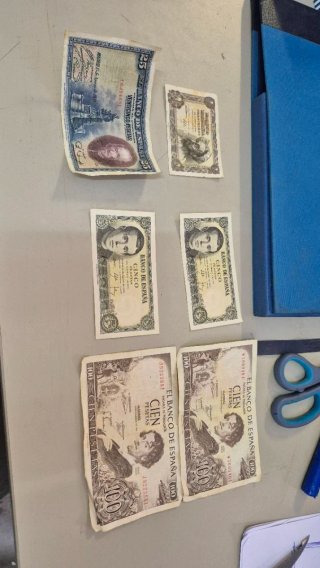 Lote de 6 Billetes Antiguos de Pesetas