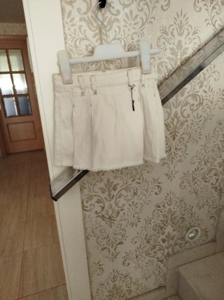 Falda pantalón Zara beige vaquera, talla 6
