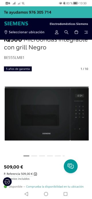 Microondas Siemens iQ500 con Grill 25L