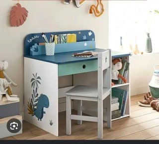 Escritorio infantil dinosaurios azul y verde