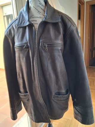 Chaqueta de piel hombre marrón