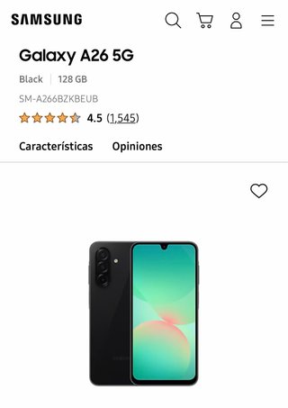 Samsung Galaxy A26 5G 128GB Negro