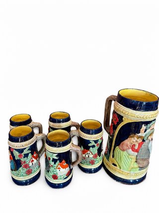 Juego Jarra y 4 Vasos Cerámica AR.CE.MI.