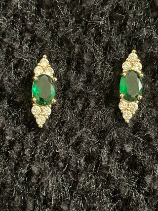 Pendientes Gold Filled con Esmeralda y Diamantes
