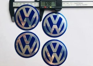 4 chapas pegatina de centro de rueda VW azul 70 mm