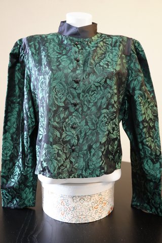 Blusa Vintage Raso Jacquard Verde