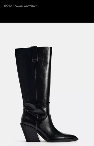 Botas altas Zara tacón cowboy negras
