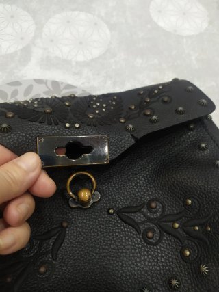 Bolso Desigual Negro Tachuelas Flores