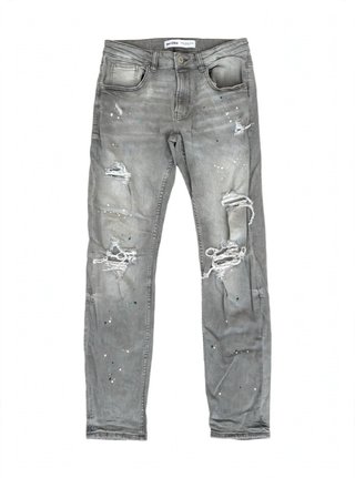 Pantalones vaqueros Bershka grises con pintura