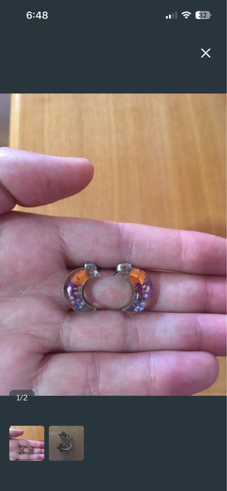 Pendientes de Luna con Flores Secas