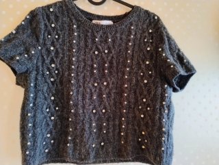 Jersey Zara punto perlas manga corta M