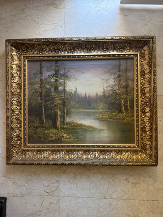 Cuadro Paisaje al Óleo con Marco Dorado