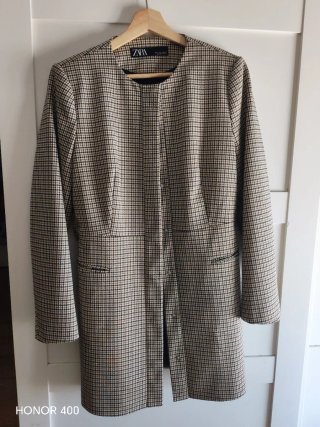 Abrigo/Chaqueta Larga Zara Cuadro Vichy / Pie de G