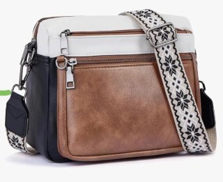 Bolso mediano tricolor con bandolera