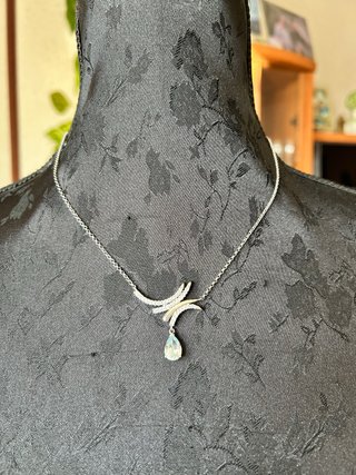 Collar de Plata 925 con Circonitas y Aguamarina