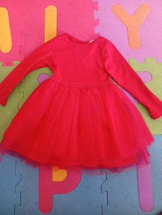 Vestido de fiesta rojo punto tul niña