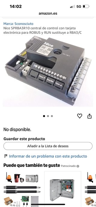 Central de control Nice SPRBA3R10