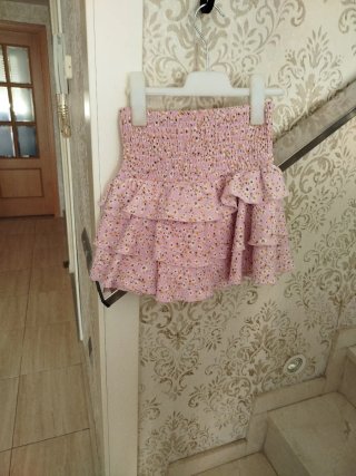 Falda Zara volantes floral rosa falda pantalón