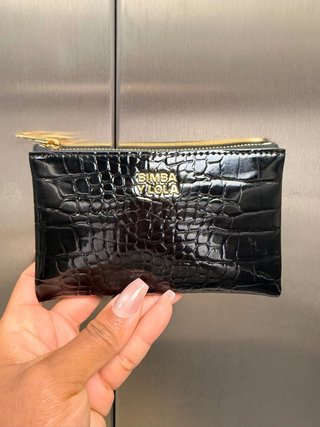 Cartera Bimba y Lola negra efecto cocodrilo