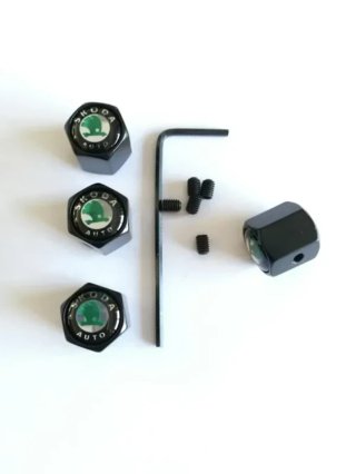 Tapones válvulas Skoda negros antirrobo